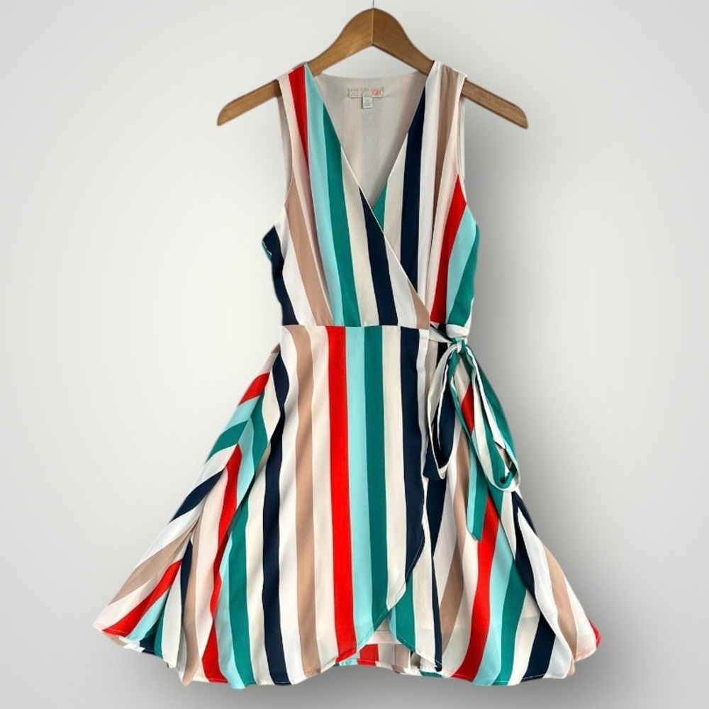 GB girls Multi-Color Striped Wrap Dress
